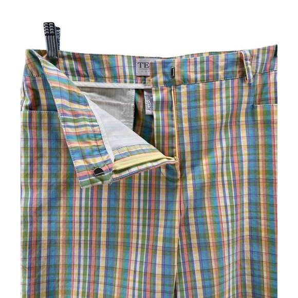 Vintage Tehama Capri Pant Size 10 Nancy Hailey Pastel Plaid 3 Pocket 32 x 23 - Picture 2 of 6